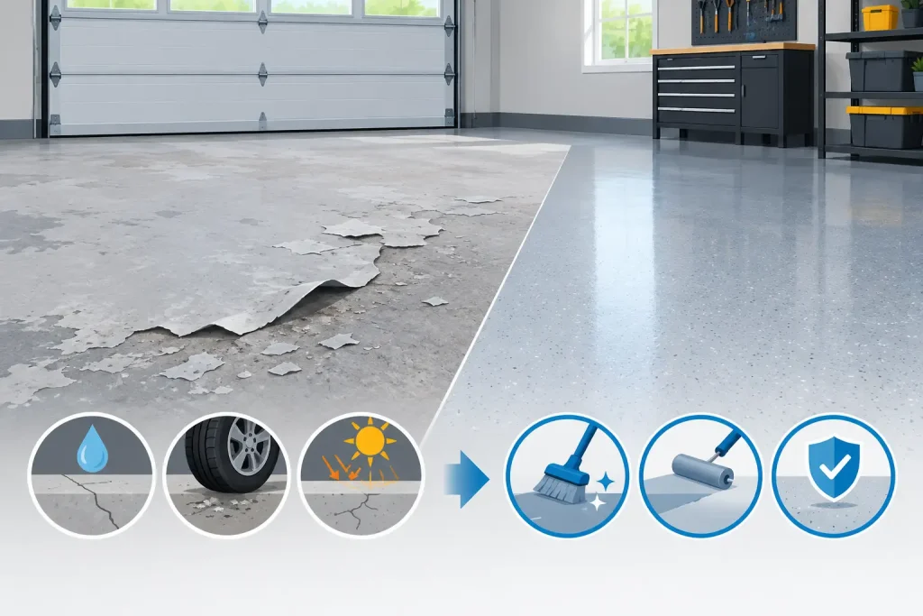 Why Garage Floors Peel and What Stops It